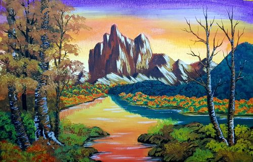 Lorna.  Autumn Serenity, gouache.